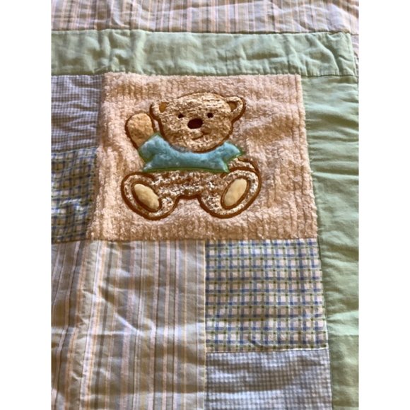 Baby Quilt Handmade UNFINISHED Furry Teddy Bear Ribbed Squares - Picture 6 of 6